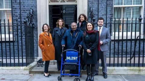 Alzheimer's Society representatives outside Downing Street