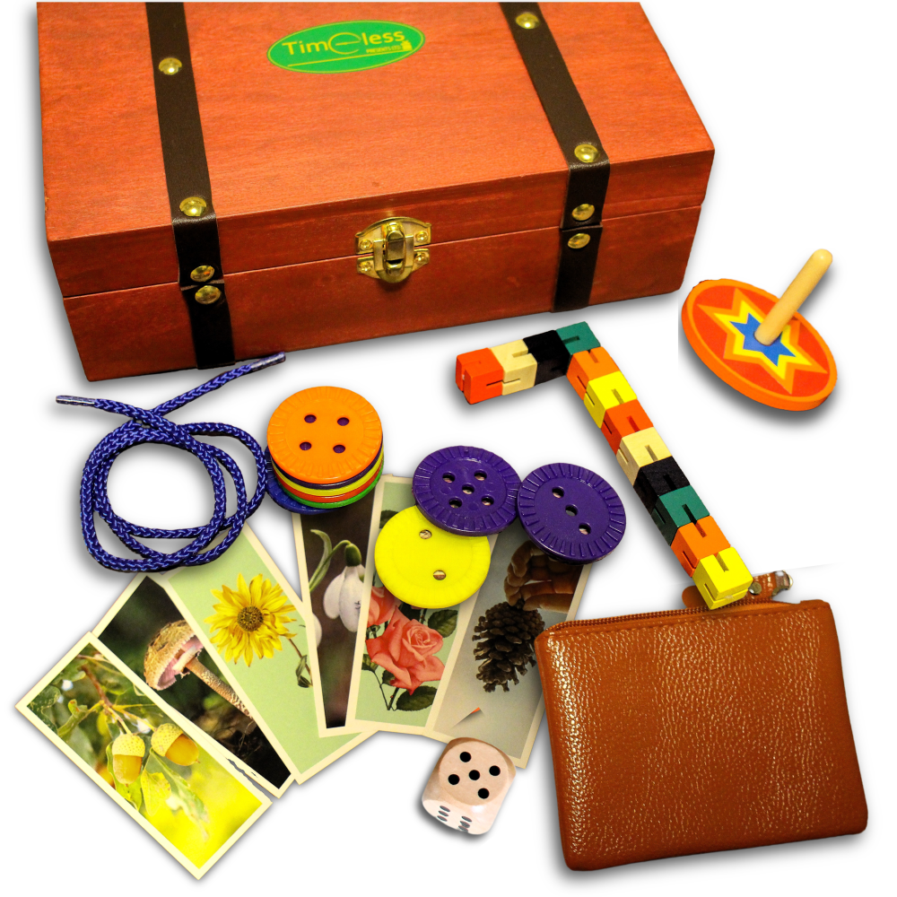 Wood box and fidget toys