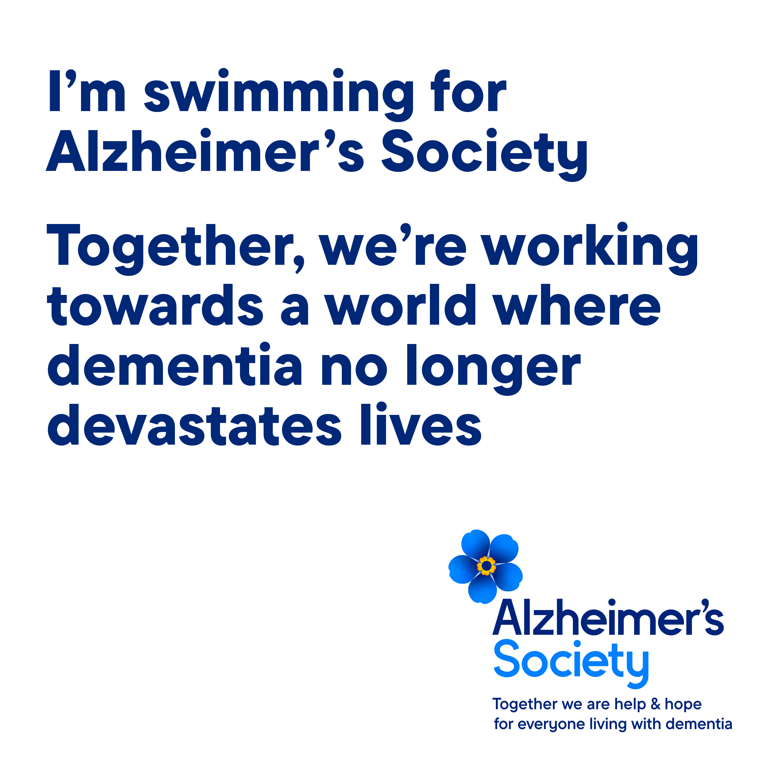 I'm swimming for Alzheimer's Society banner