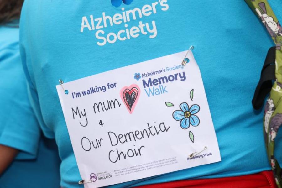 Walking for mum and our dementia choir label