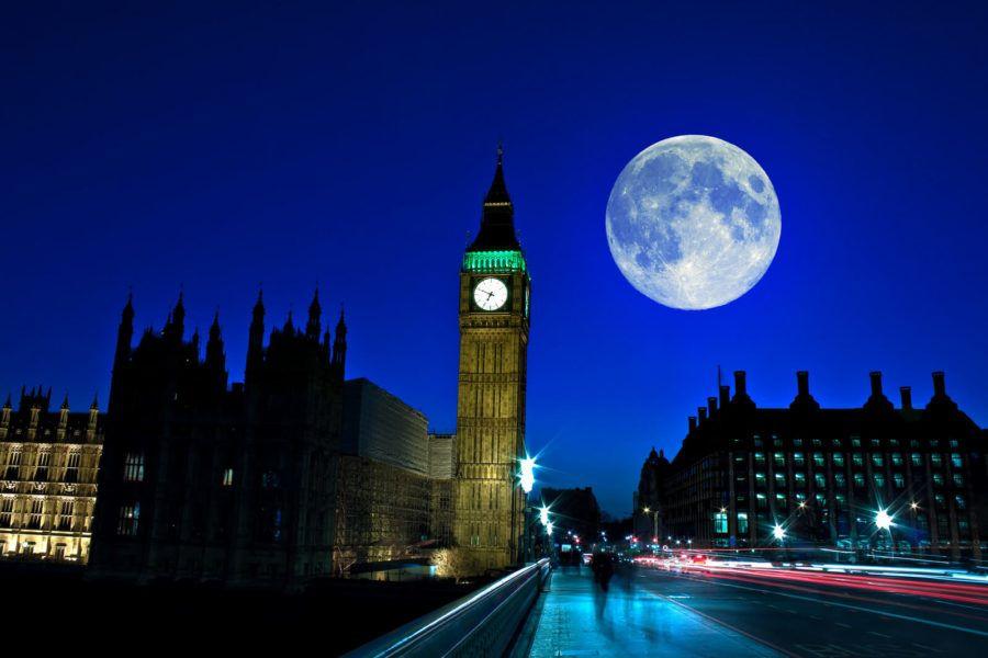 Big Ben with Full Moon