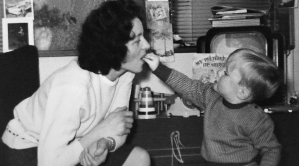 Martin Dewhurst, as a boy, feeds his mum