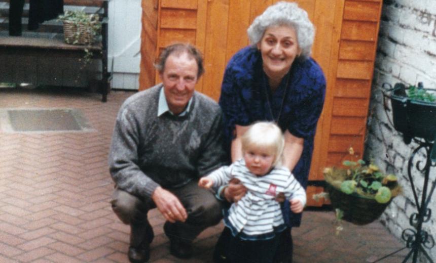 India with her grandmother and late grandfather in August 1997