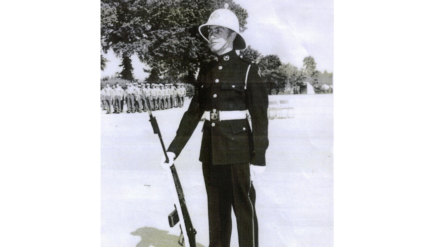 An old photograph of Ray in his Marines uniform