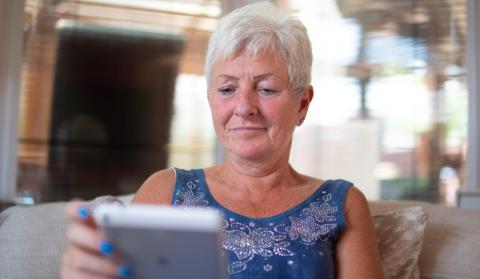 woman with tablet