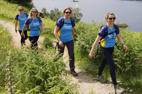 A group of four women trek in the Lake District